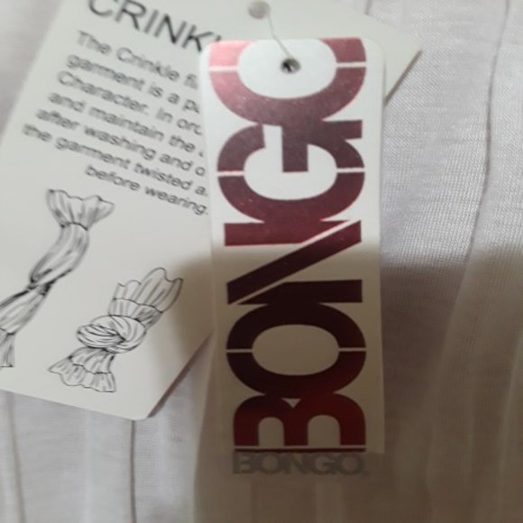 Bongo White Crinkle Peasant Short Sleeve Rope Tie Neck Size SJ NWT - Picture 6 of 6